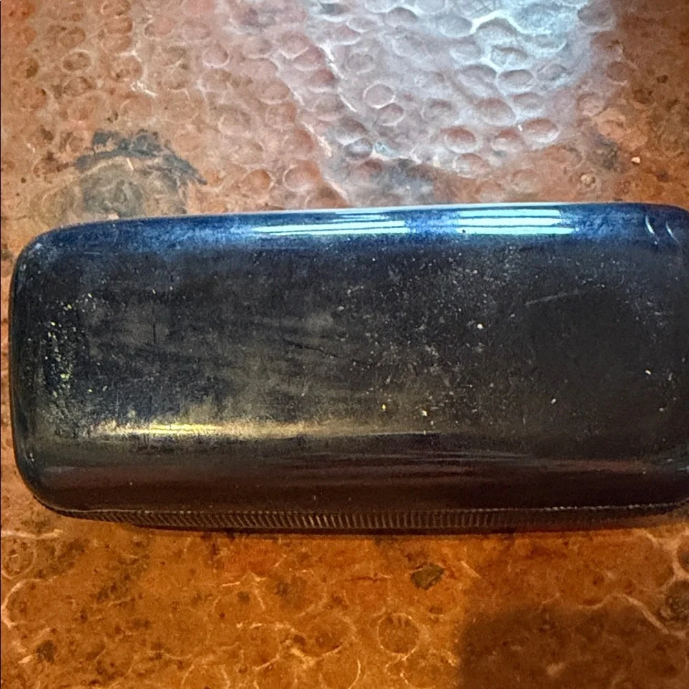 Maui Jim Sunglasses Case Hard Shell Clamshell Black Navy Blue Textured Logo